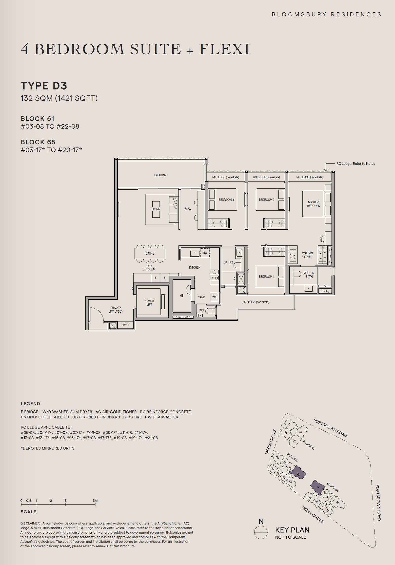 Bloomsbury Residences, floor plan D3 (4 Bedroom Suite + Flexi)