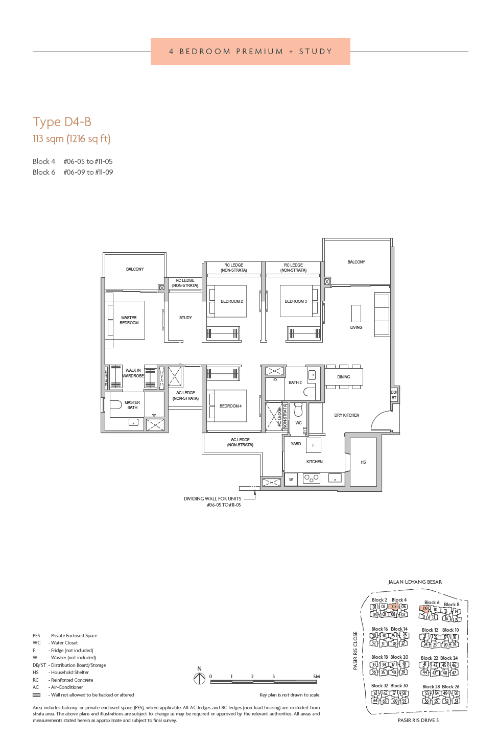 Coastal Cabana, floor plan D4-B (4 Bedroom Premium + Study)
