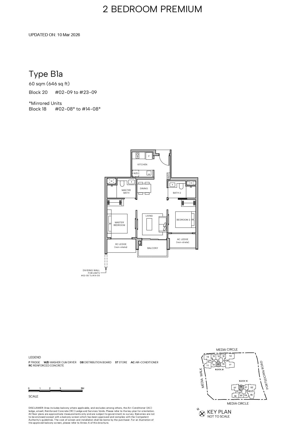 Hudson Place Residences, floor plan B1a (2 Bedroom Premium)