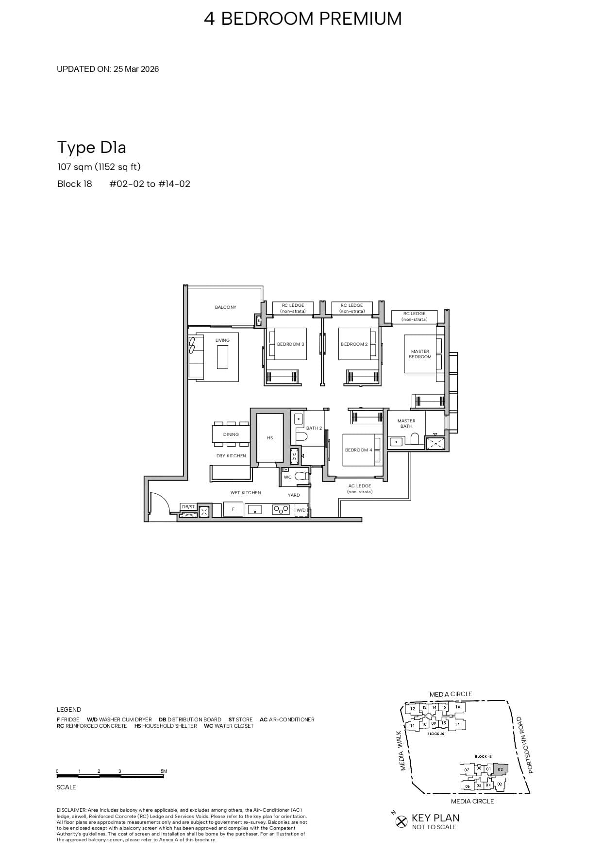 Hudson Place Residences, floor plan D1a (4 Bedroom Premium)