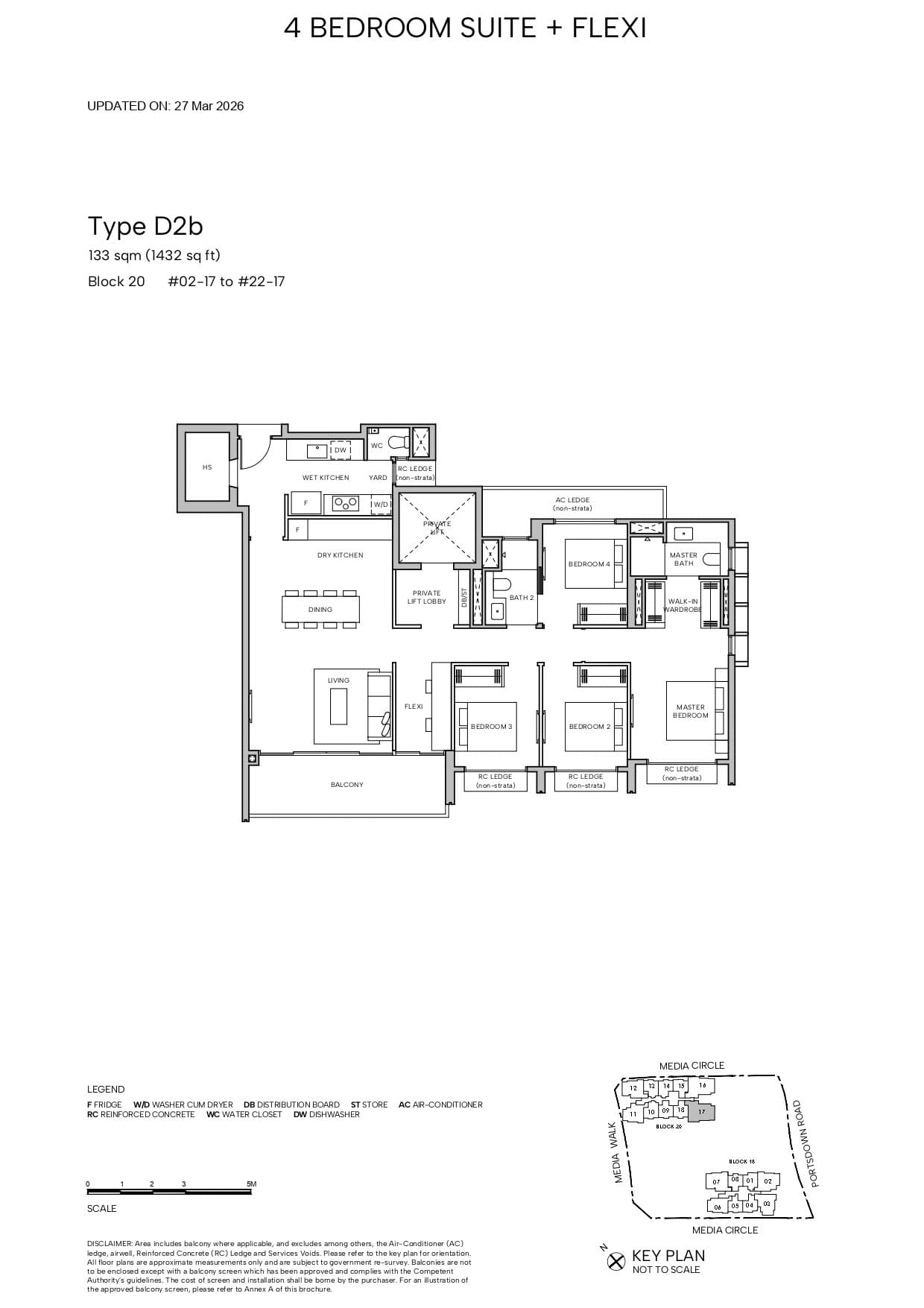 Hudson Place Residences, floor plan D2b (4 Bedroom Suite + Flexi)