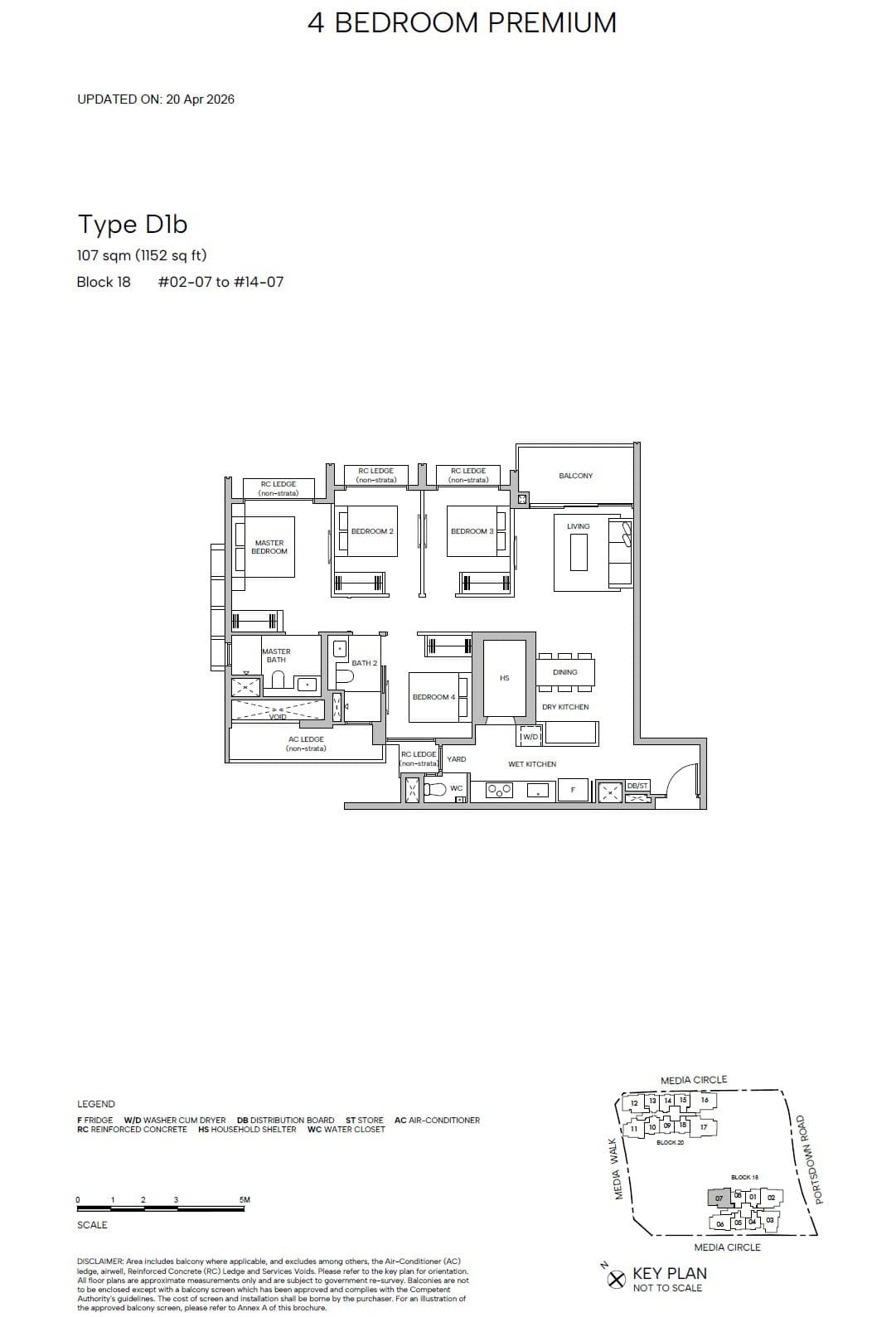 Hudson Place Residences, floor plan D1b (4 Bedroom Premium)