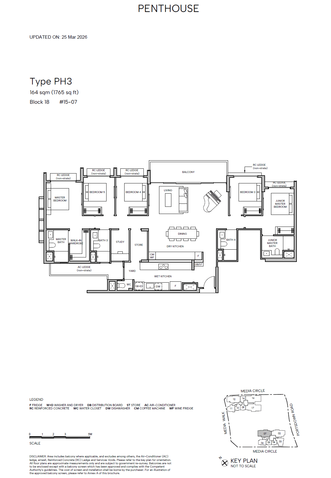 Hudson Place Residences, floor plan PH3 (5 Bedroom + Study)