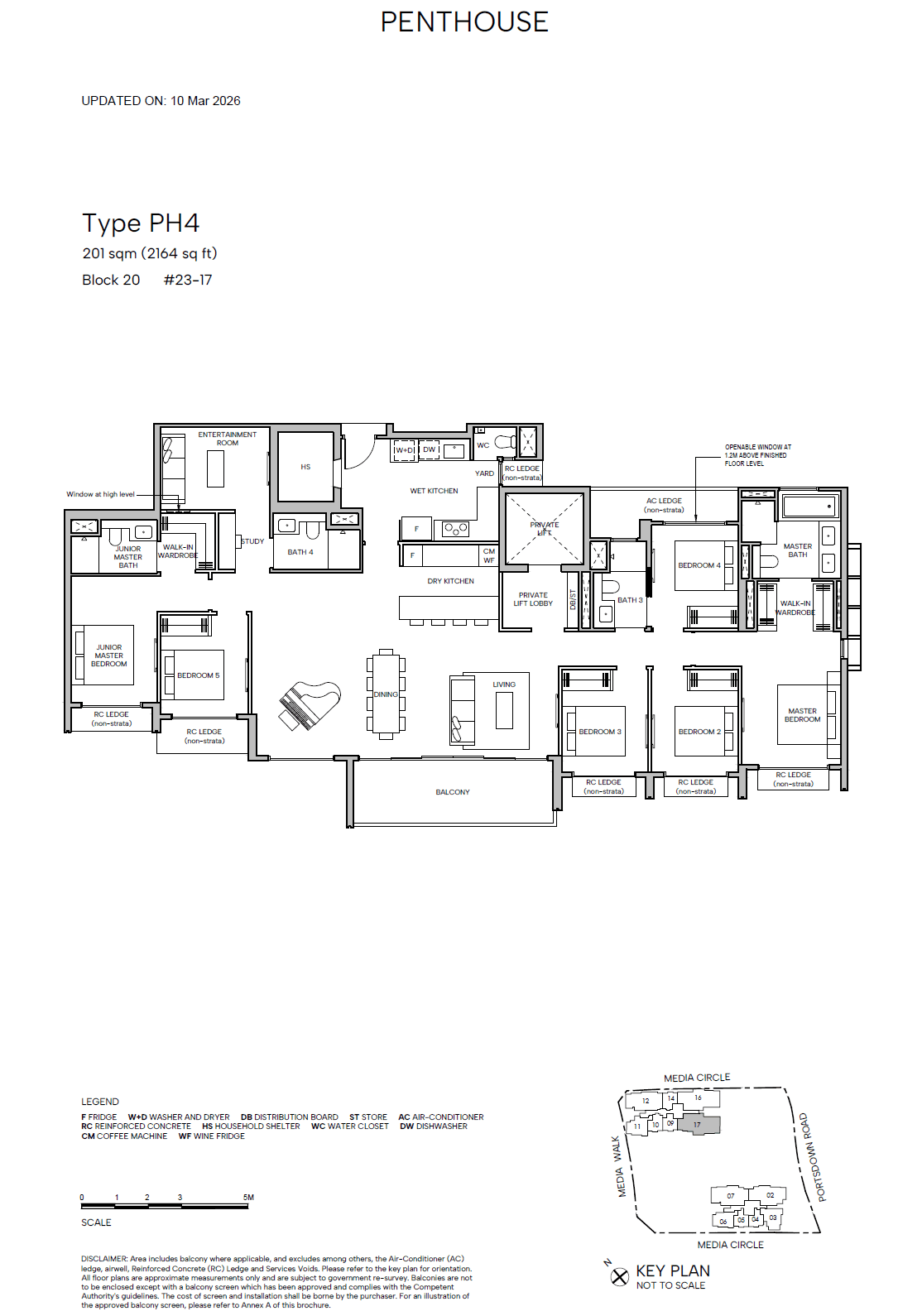 Hudson Place Residences, floor plan PH4 (6 Bedroom + Entertainment Rm + Pte Lift)