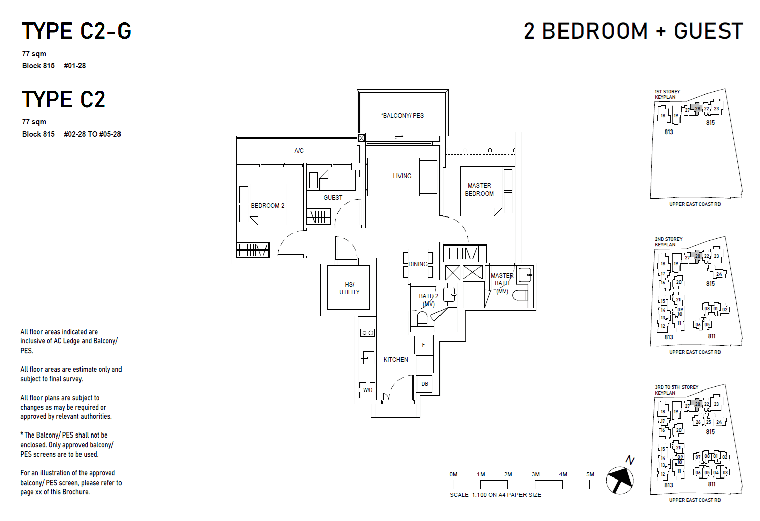 Bagnall Haus, floor plan C2-G (2 Bedroom + Guest)