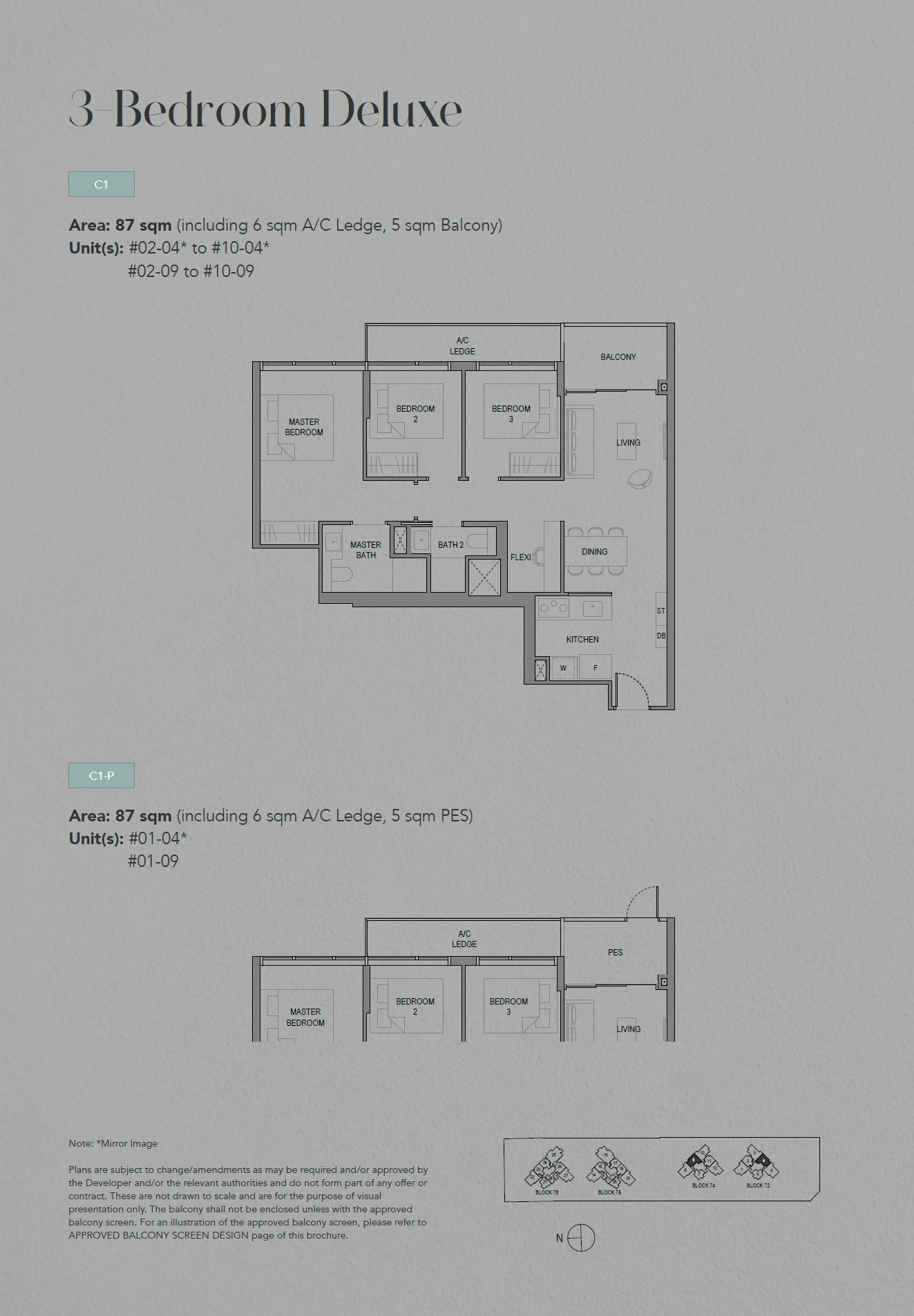 SORA, floor plan C1-P (3 Bedroom Deluxe)
