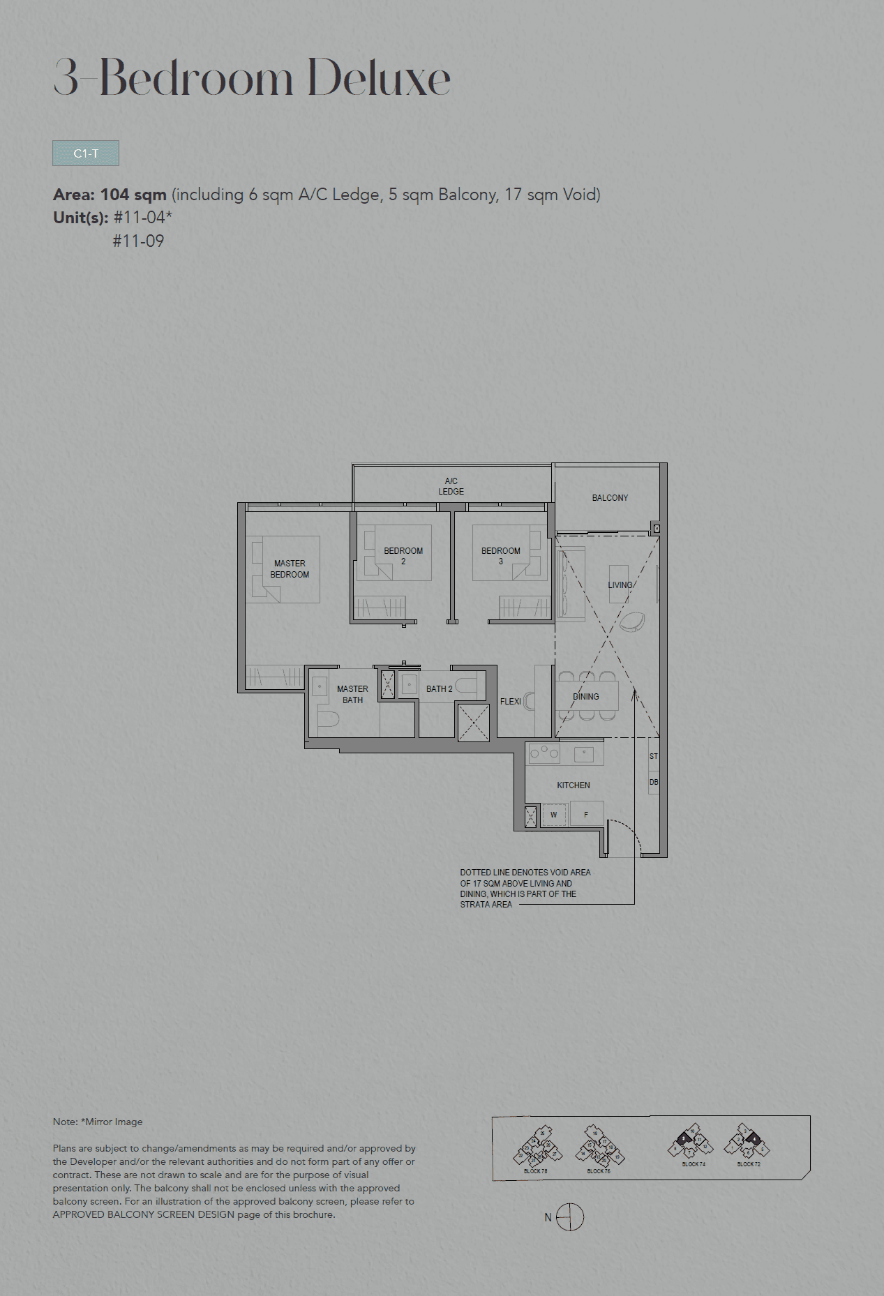 SORA, floor plan C1-T (3 Bedroom Deluxe)