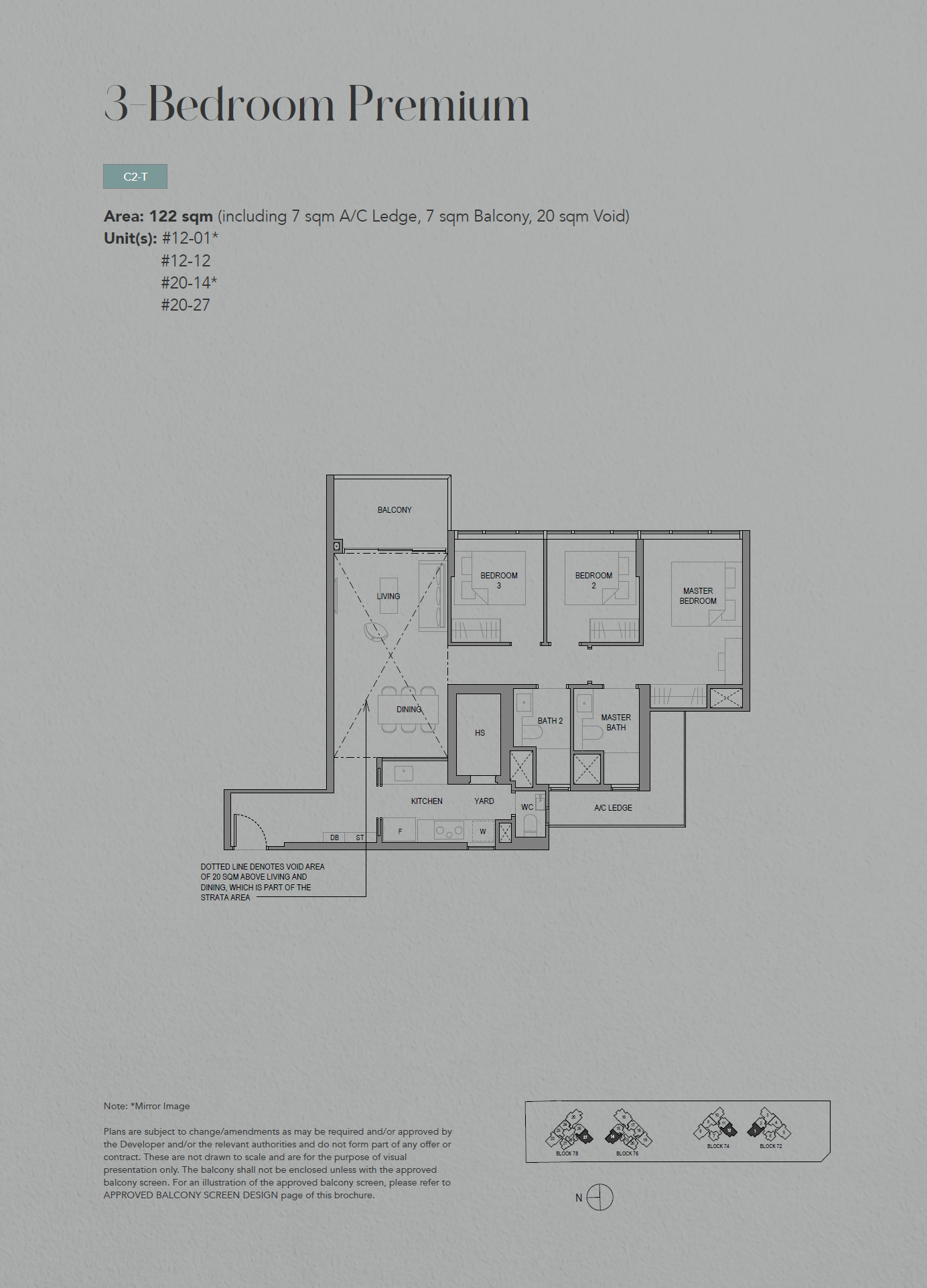 SORA, floor plan C2-T (3 Bedroom Premium)
