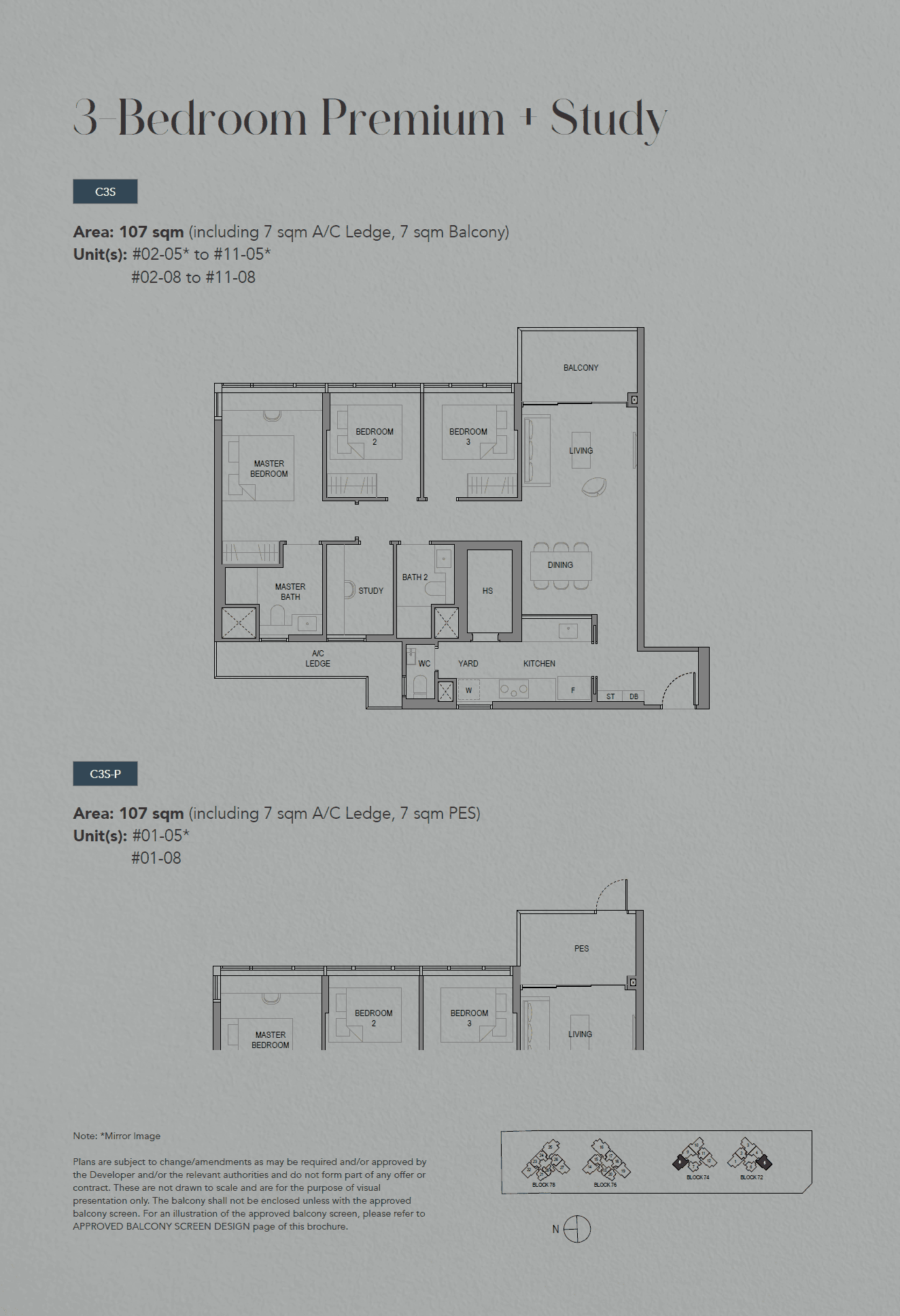 SORA, floor plan C3S (3 Bedroom Premium + S)