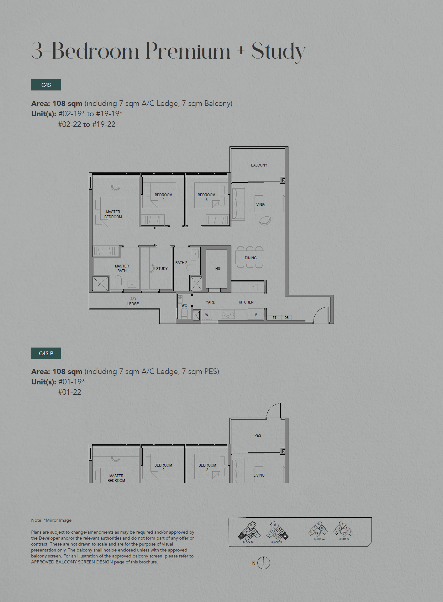 SORA, floor plan C4S-P (3 Bedroom Premium + Study)