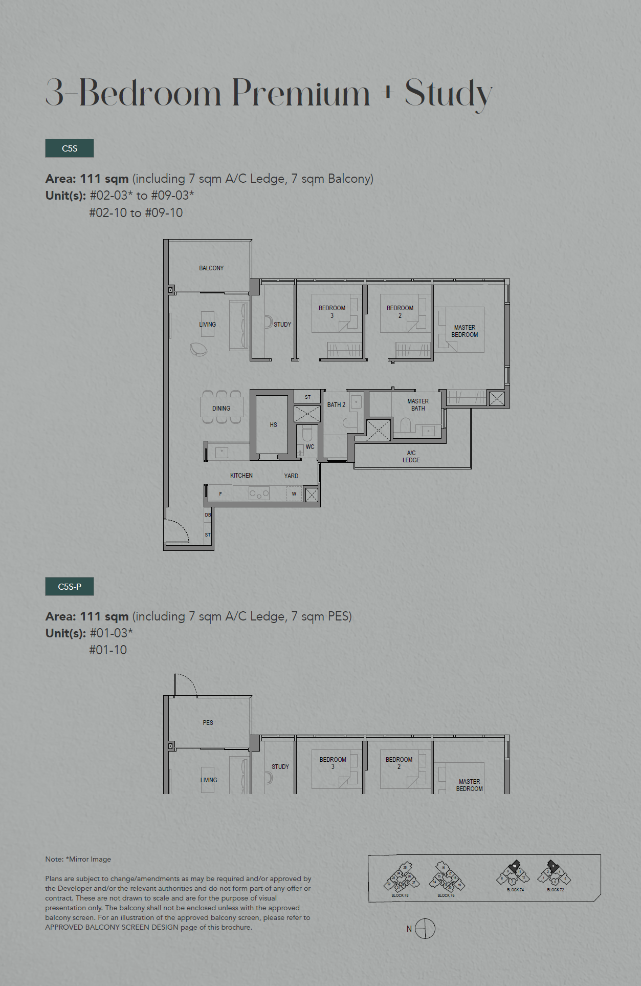 SORA, floor plan C5S-P (3 Bedroom Premium + Study)