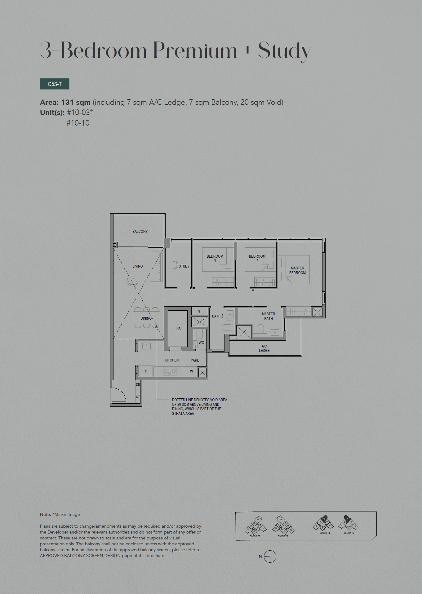 SORA, floor plan C5S-T (3 Bedroom Premium + Study)