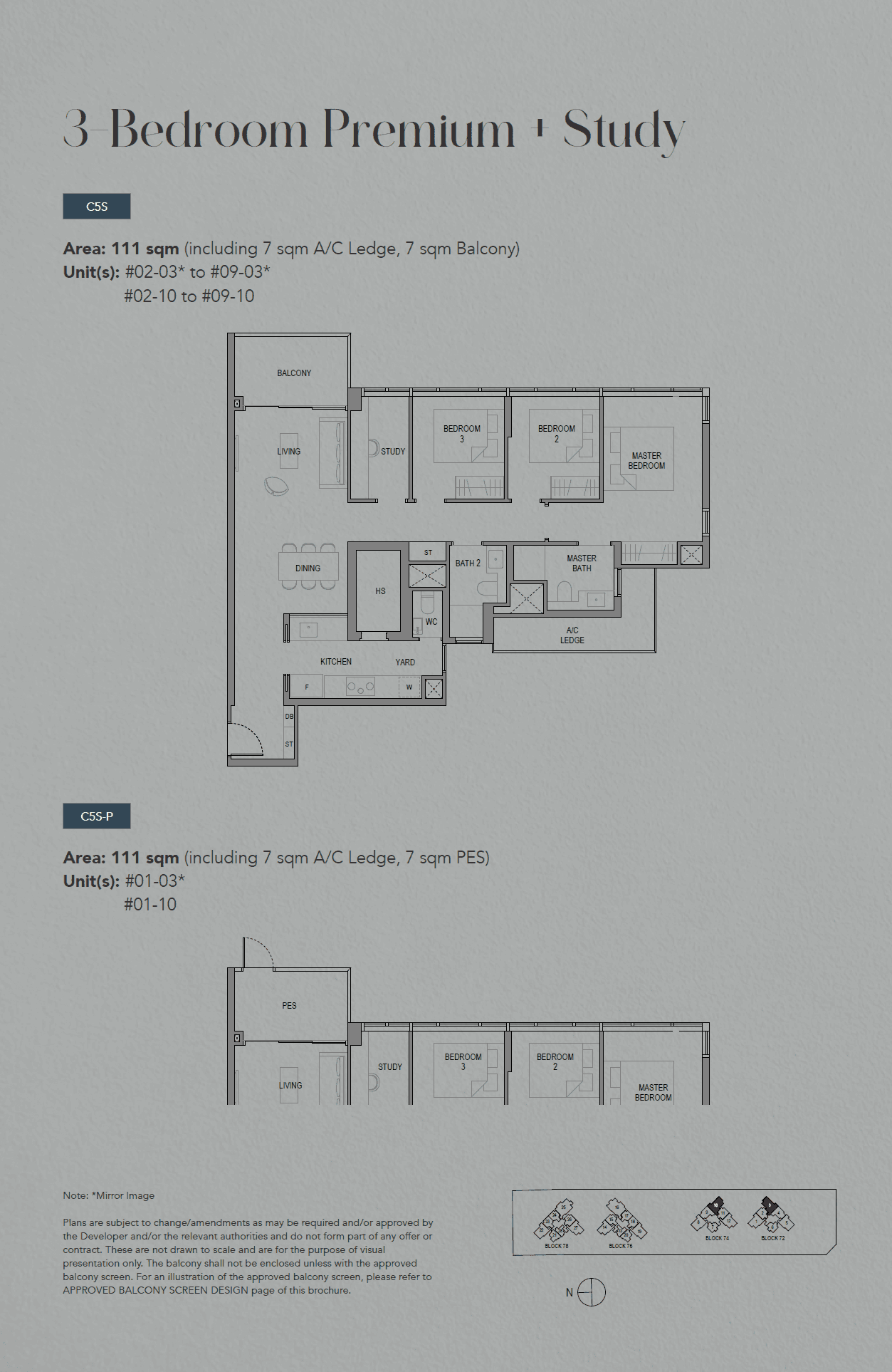 SORA, floor plan C5S (3 Bedroom Premium + Study)